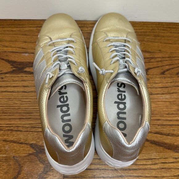 Wonders Zurich Gold A-2650 Leather Women's Platform Sneakers Size 41 US 10 - Picture 5 of 11